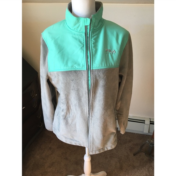 FILA Sport Women’s Color block Teal & Gray Full Zip Fleece Jacket size Small - Picture 4 of 4